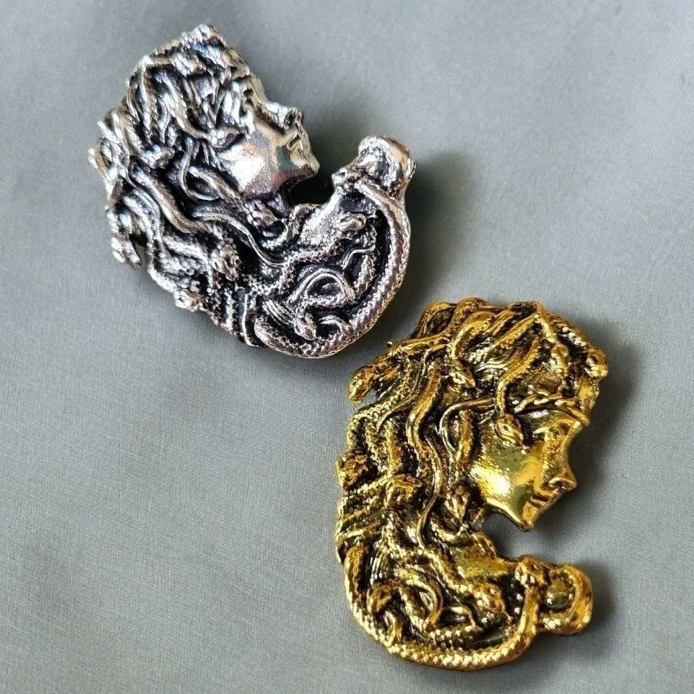 Medusa Brooch in Gold or Silver